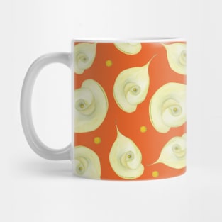 Delicate Flower Pattern Orange Background Mug